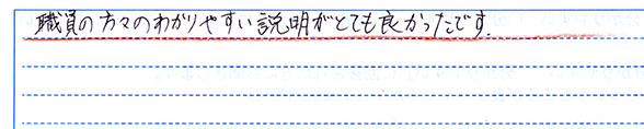 職員の方々のわかりやすい説明がとても良かったです。